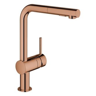 GROHE Mezclador Monomando De Fregadero Minta 30274 Salida L Azb. Ducha De Enjuague De Oro Rosa Brillante