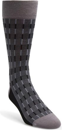 Cole Haan Stripe Cotton Blend Dress Socks in Black at Nordstrom