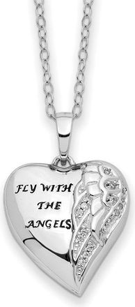 Diamond2Deal Sterling Silver Antiqued Cubic Zirconia Fly With The Angels Ash Holder Necklace