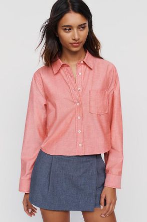 Maeve Merritt Cotton Stretch Cropped Buttondown Shirt