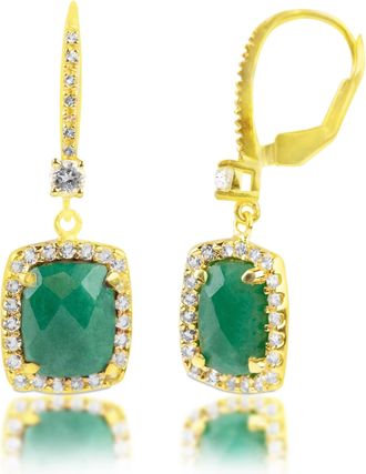 MAX + STONE 18k Gold Over Sterling Silver 6.2 Ct. Cushion Cut Gemstone Dangle Earrings