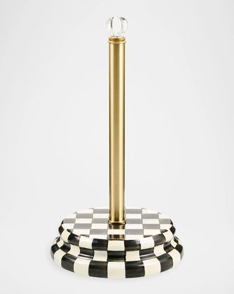 MacKenzie-Childs Courtly Check Stainless Steel & Glass Paper Towel Holder
