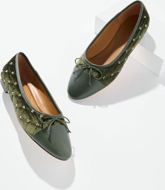Talbots Ansly Quilted Velvet Ballet Flats - Nori - 10 1/2 M Talbots