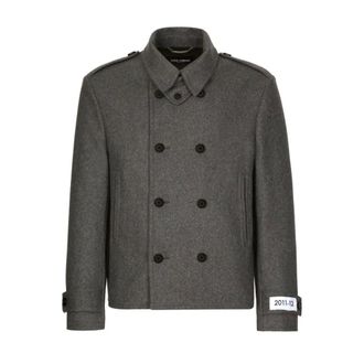 Dolce & Gabbana Double-Breasted Caban Coat - male - Dolce & Gabbana - Double-Breasted Coats - Gray - L - Coats