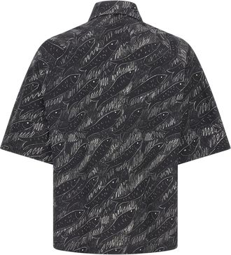 Jacquemus Marine-Print Cotton Shirt - Black