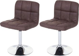 Hhg [nunca Usado] Lote De 2 Sillas De Comedor Kavala, Silla Giratoria, Imitaci&oacute;n Ante Cromado, Vintage Marr&oacute;n Oscuro