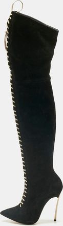 Casadei Black Suede Over The Knee Length Boots