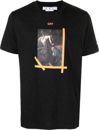 Off-white Caravaggio Printed Cotton T-shirt Black OMAA027C99JER0151001