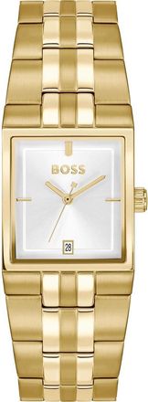 BOSS Strivo Goldtone Tank Bracelet Watch, 25.6mm x 28mm in Silver at Nordstrom