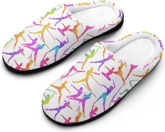 Generic Silhouettes Colorful Rhythmic Gymnastics Womens Slippers Winter Warm House Shoes Indoor Outdoor Hotel Slipper