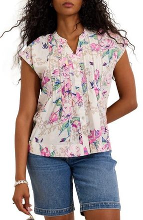Tommy Bahama Floral Cross Stitch Embroidered Button-Up Top in White at Nordstrom, Size X-Small