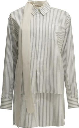 sacai Gestreept overhemdjurk - Dames - Jurken - Beige - Maat: 2XS Katoen