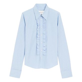 Ami Fitted Shirt with Jabot - female - Ami Paris - Shirts - Blue - 3XS - Blouses & Shirts
