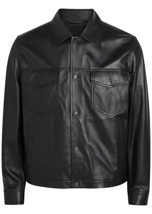 Emporio Armani Boxy Leather Jacket - Black - 48 (IT48 / M)