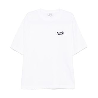 Maison Kitsun&eacute; T-Shirts, male, White, Size: XL Embroidered Logo T-shirt