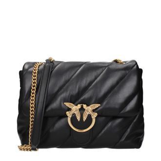 Pinko Pinko Love Schoudertassen Dames Leer Zwart
