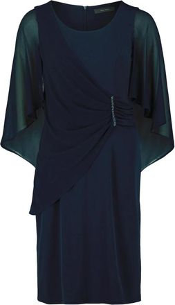 Vera Mont Cocktail Midi-jurk met Volantmouwen - Dames - Feestkleedjes - Blauw - L - Polyester - Kleedjes