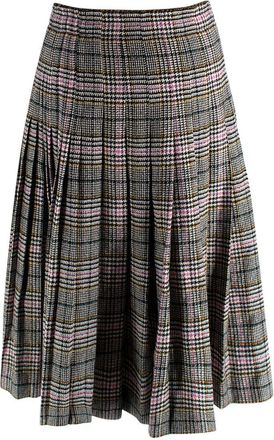 Ermanno Scervino Check Pleated Wool-Blend Skirt Size S