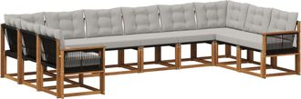vidaXL Conjunto De Sof&aacute;s De Exterior 10 Uds. Natural Y Gris Claro Vidaxl