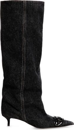 Diesel D-Venus-Slouchy knee-high boot in denim - Boots - Woman - Black