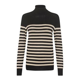 Kaffe Maglione a righe con collo alto Nero/Grigio - - Knitwear - Donna - Multicolore - 2XL