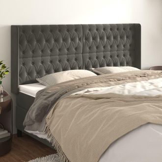 vidaXL Cabecero Con Orejas De Terciopelo Gris Oscuro 183x16x118/128 Cm Vidaxl