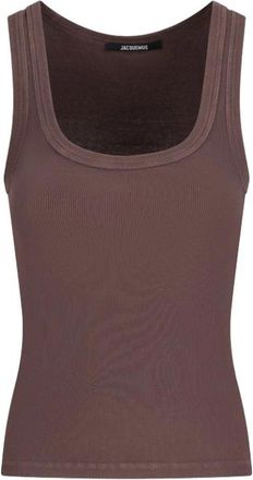 Jacquemus Le D&eacute;bardeur Gros Grain - Dames - Tops zonder mouwen - Bruin - XS - Katoen - Tops