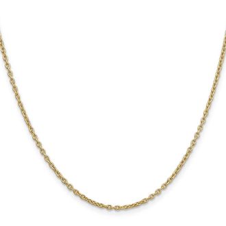 Diamond2Deal 10k Yellow Gold 2mm Round Open Link Cable Chain Necklace