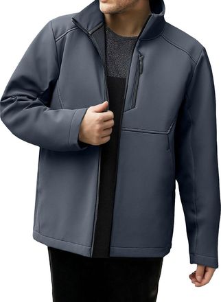 Generic Winter Waterproof Jackets for Men UK Warm Soft Shell Fleece Lined Hiking Bomber Coats Casual Stand Collar Outdoor Camping Tops with Pockets Grey,6XL