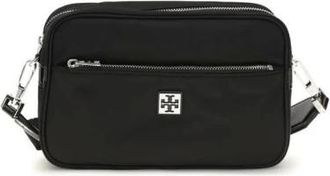 Tory Burch Kira Chevron Camera Bag - Dames - Tassen - Zwart - Maat: ONE Size Katoen