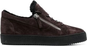 Giuseppe Zanotti Elegante Bruine Gesloten Platte Sneakers - Heren - Sneakers - Bruin - 43 EU - Leer - Schoenen