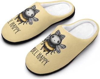 Generic Bee Happy Mens Slippers Comfortable And Non-slip Cotton Slipper Shoe for House