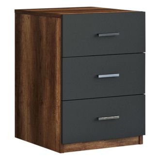 Dmora C&oacute;moda Trecate, 3 Cajones, Apertura Y Cierre Deslizante, 45x47x62h Cm Negro Antracita