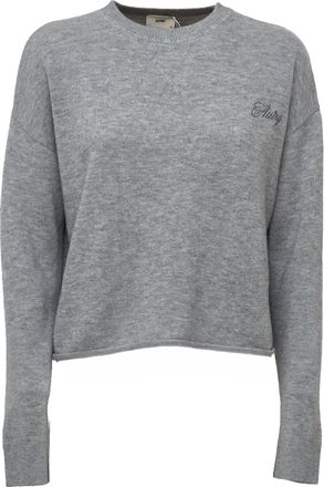 Autry Heathered Grey Ribbed Wool Sweater