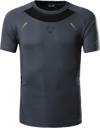 Jeansian Men Sport T-Shirt Short Sleeve Fit Tennis Golf Bowling Tee Shirt Top LSL3225 Gray S