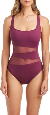Bleu Rod Beattie Crisscross Open Back One-Piece Swimsuit in Plum at Nordstrom, Size 12