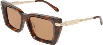 Ferragamo Brown Rectangular Ladies Sunglasses SF2089S 240 52