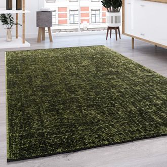 Paco Home Paco Home Alfombra Tejido Plano Salon Moderna Lisa Color Pastel Con Flecos Verde, 120x160 Cm