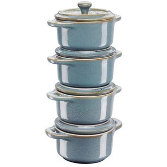 Staub Mini Cocotte Set 4-piece Round,cermamic,antique Turquoise