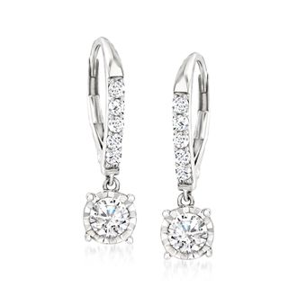 Ross-Simons Diamond Drop Earrings in 14kt White Gold
