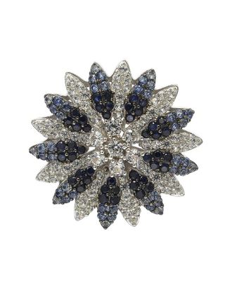 Suzy Levian Silver 0.02 Ct. Tw. Diamond & Sapphire Brooch