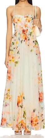 Hemant & Nandita Saba Long Dress In Ivory Floral