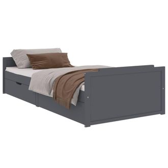 Berkfield Home Bed Frame with Drawers Dark Grey Solid Wood Pine 90x200 cm
