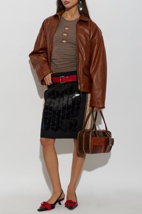 Marni Leather Jacket, Womens, Brown