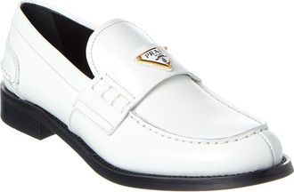 Prada Logo Brushed Leather Loafer