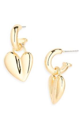 Nordstrom Rack Sculpted Heart Drop Earrings in Gold at Nordstrom Rack