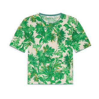 Maliparmi T-Shirts, female, Green, Size: M Cotton Printed T-shirt