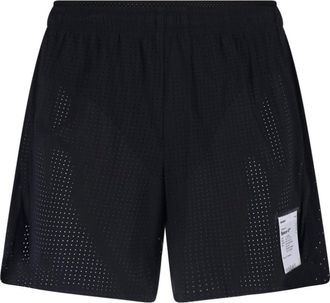 SATISFY Black Lightweight Perforated Fabric Shorts