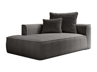 Vente-Unique Chaise longue izquierda de pana gruesa gris antracita PINETA