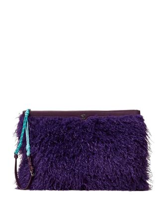 Twin-Set x Myfo maxi faux-fur clutch bag - women - Polyester/Polyurethane - OS - Purple